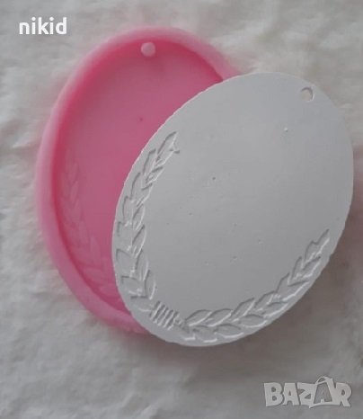 Овал елипс с овес венец рамка силиконов молд форма калъп пано гипс, снимка 1