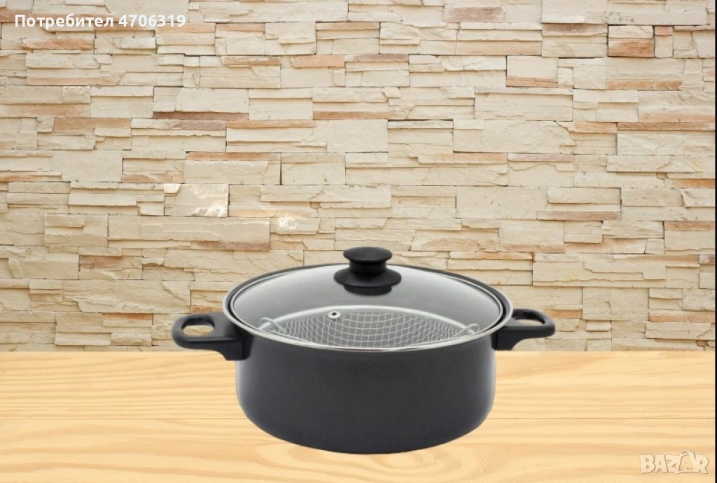 Тенджера с кошница Rosberg 24 см,въглеродна стомана , снимка 1