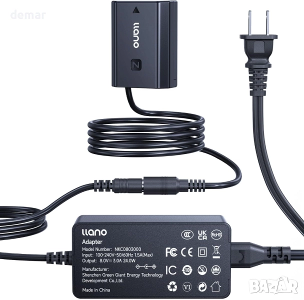 Комплект захранващ адаптер llano NP-FZ100 с фиктивна батерия – за Sony, снимка 1