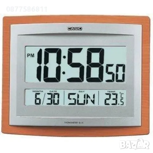 НОВ СТЕНЕН ЧАСОВНИК С ТЕРМОМЕТЪР CASIO ID-15-5DF. ДИГИТАЛЕН СТЕНЕН ЧАСОВНИК КАСИО ID 15, снимка 1