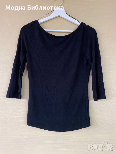 Черна блуза Zara с дантелен гръб, снимка 1