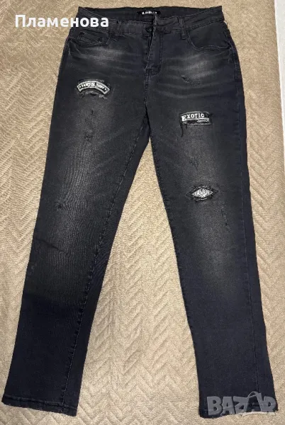 Дамски дънки с апликации - М, снимка 1