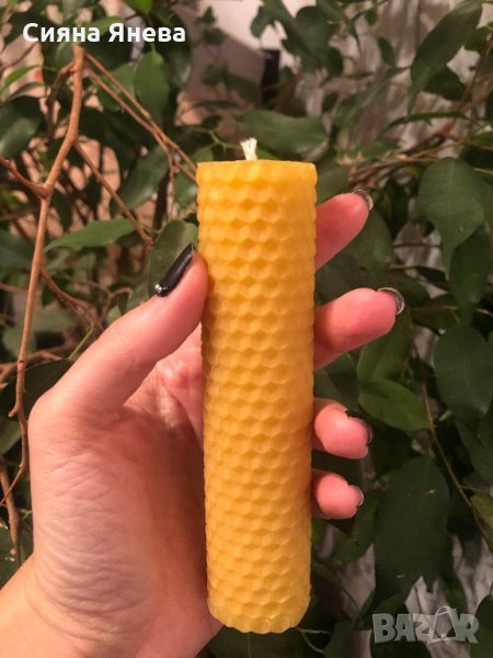 Пчелна свещ- голяма- ръчна изработка, снимка 1