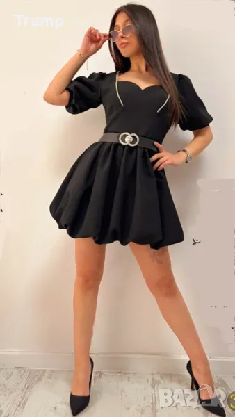 - 50 % Елегантна къса рокля тип балон с камъни, снимка 1