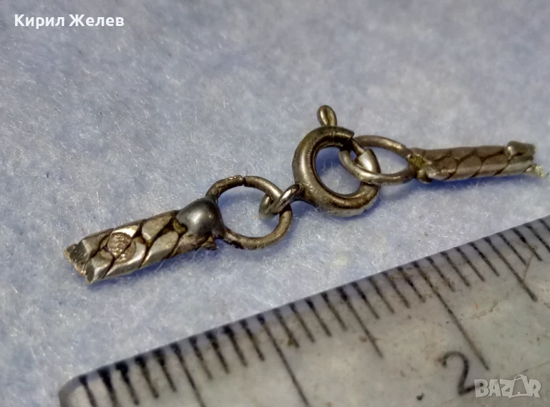 СТАРА СРЕБЪРНА КАРАБИНКА ЗАКОПЧАЛКА За КОЛИЕ ЛАНЕЦ ВЕРИЖКА ГРИВНА СРЕБРО 950 ПРОБА 29153, снимка 1