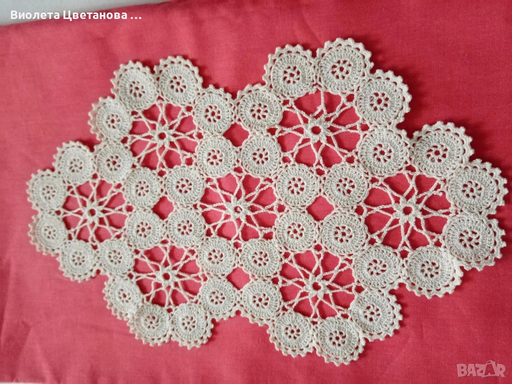 Ръчно плетена на една кука салфетка, снимка 1