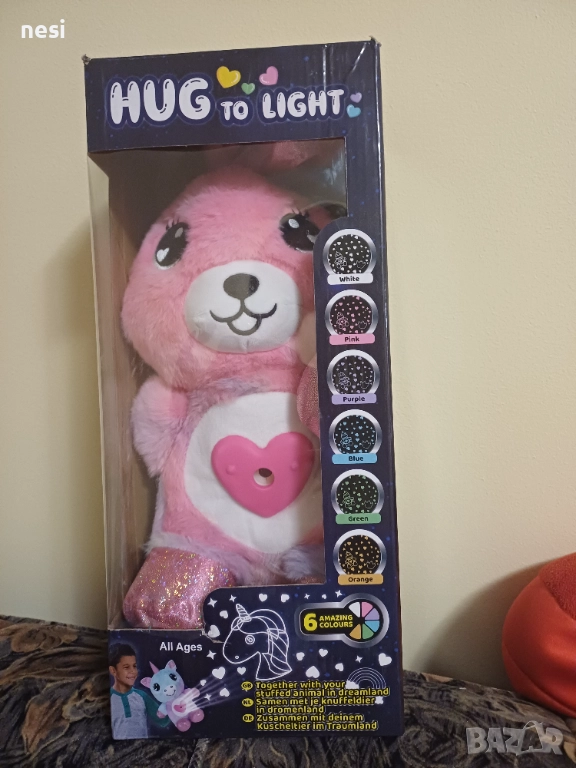 Мека и красива плюшена играчка , която може да прожектира светещи звездни и забавни форми, снимка 1