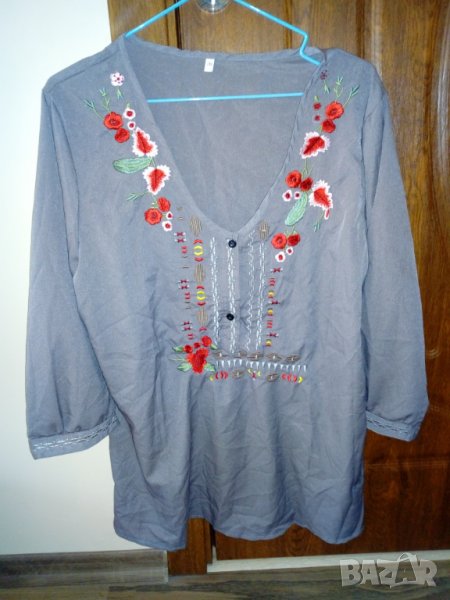 Дамска макси риза с бродерия, снимка 1