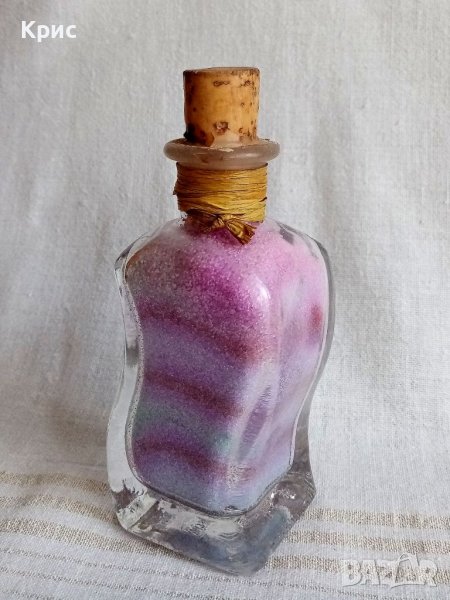 Декоративна бутилка със цветен пясък , снимка 1