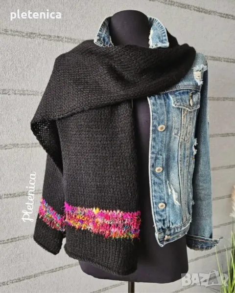 Ефектен ръчно плетен шал, снимка 1