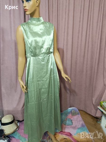 Сатенена рокля без ръкави, размер L, снимка 1