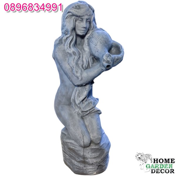 Статуя от бетон фонтан девойка с раковина Касандра, снимка 1