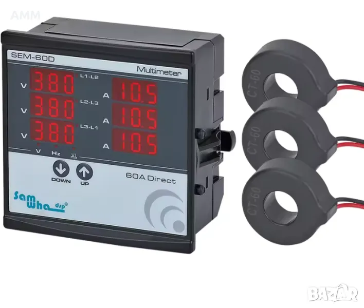 Комбиниран трифазен  Волтметър/Амперметър/Честотомер - SEM-60D, снимка 1