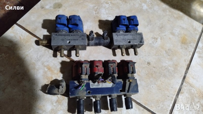 Рейка с газови инжектори дюзи 4 цилиндъра газов инжекцйон Валтек Мимгас Valtec Mimgas, снимка 1