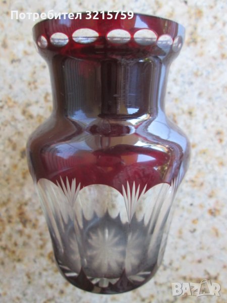 Малка Кристална ваза ,червен кристал, снимка 1