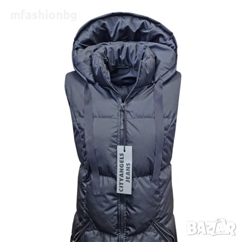 Дълъг Дамски Елек с качулка City Angels Jeans, 115см , снимка 4 - Елеци - 42083831