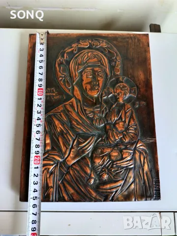 Страхотна Стара Медна Икона, снимка 9 - Икони - 49641000