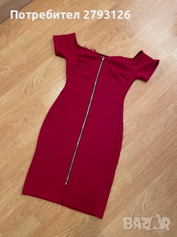 Секси червена рокля с паднали рамене , снимка 4 - Рокли - 40236868