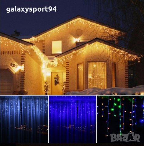 LED Коледна Украса за къщи външно вътрешно: Завеси/висулки/фиг/макруч, снимка 6 - Лед осветление - 30483827