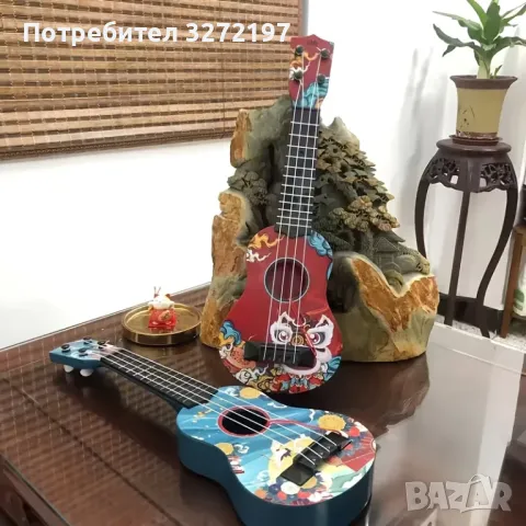 Младежка карикатурна китара укулеле за деца,43,5x14,5 см.,4 струни, снимка 3 - Музикални играчки - 50388380