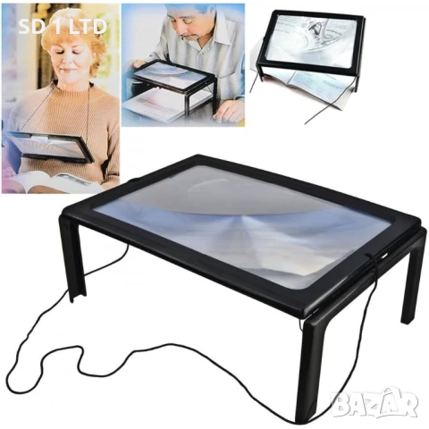 Лупа за четене с LED осветление Hands Free Magnifier А4 увеличителна настолна Преносима LED лупа за , снимка 4 - Други - 51365809