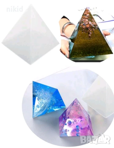 3D Пирамида 11.4 см Оргонит силиконов молд форма калъп смола за бижута и декорация глина