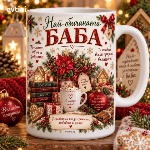 Керамични Коледни чаши  с дизайн по избор