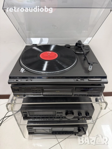 🔊Ретро аудио сет TECHNICS - ресийвър, CD плеър, дек, грамофон и аудио шкаф🔉, снимка 4 - Аудиосистеми - 55958357