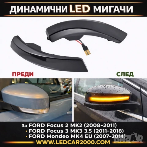Динамични - Бягащи лед мигачи за огледала FORD, снимка 2 - Аксесоари и консумативи - 54165876