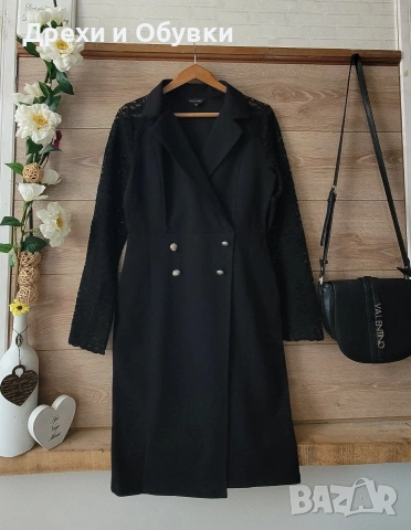 Официална черна рокля тип сако , снимка 2 - Рокли - 54074102