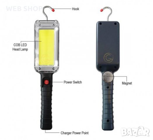 LED фенер , магнит, кука, акумулаторна батерия, 20W, снимка 1 - Аксесоари и консумативи - 31575348