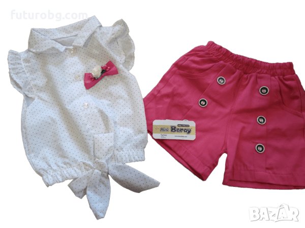 Комплект за момиче от две части в розово и бяло