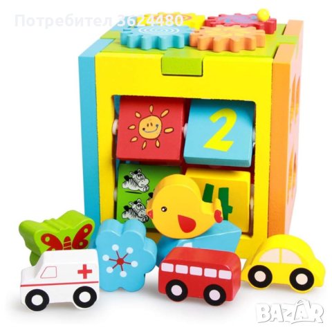 Детско дървено кубче, снимка 3 - Образователни игри - 42526486
