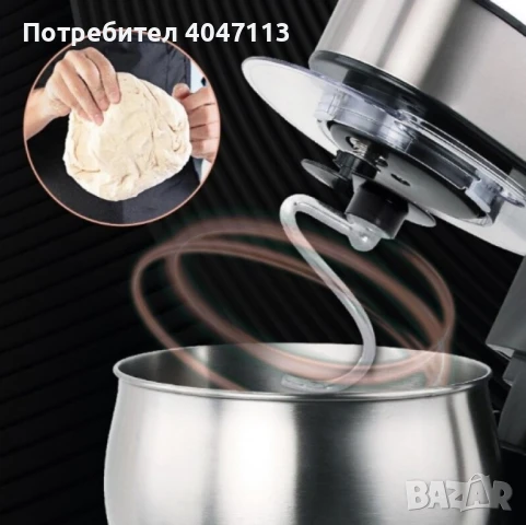 Планетарен миксер с купа от инокс Techwood TRO-1055, 1000W, 5л., 3бъркалки, 6степени + Pulse, Червен, снимка 4 - Други стоки за дома - 51377729