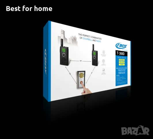 Звънец 5 км обхват с два мобилни приемника- радиостанции CRONY T-368D, снимка 3 - Други - 47552844