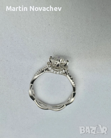 Сребърен пръстен с мойсанит (Диамант) 1 карат, снимка 7 - Пръстени - 51684521