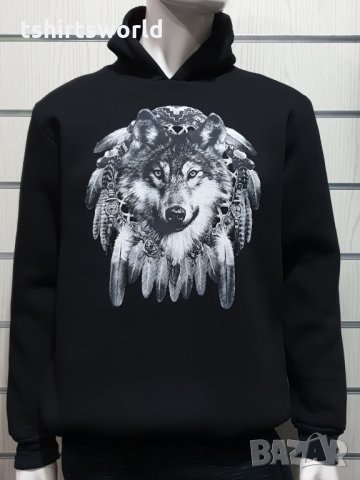 Нов мъжки суичър с дигитален печат Вълк - капан за сънища, снимка 5 - Суичъри - 27513850