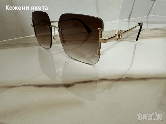 Слънчеви очила с кафеви стъкла и златни метални рамки, снимка 4 - Слънчеви и диоптрични очила - 44734871