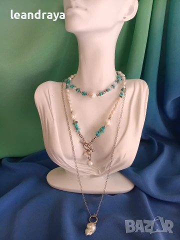 3 колиета перли и стомана, снимка 5 - Колиета, медальони, синджири - 50744224