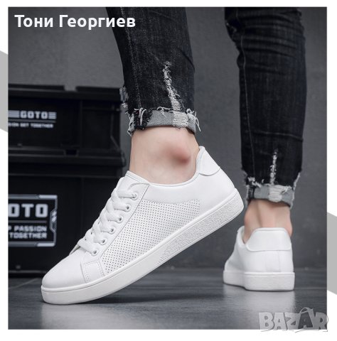 Бели мъжки обувки, маратонки 42 номер / 26.00 см. стелка, снимка 4 - Спортно елегантни обувки - 42699894