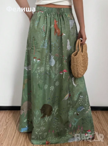 Пленително Касива Дълга Пола - Приказен Горски Свят с Червени Гъби и Животинки