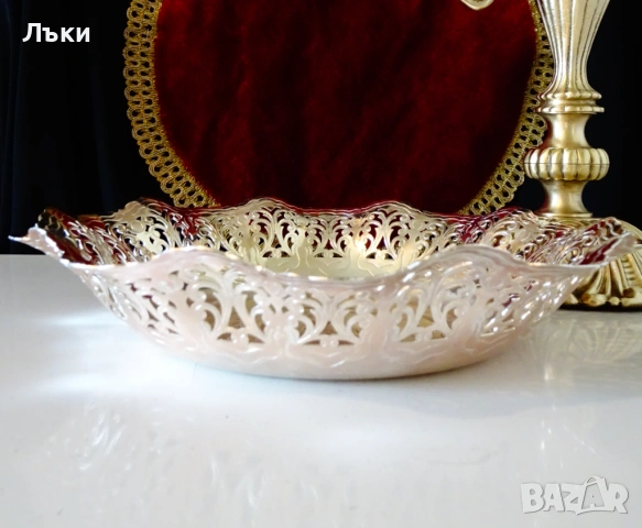 Посребрена фруктиера,панер за хляб 25 см. , снимка 2 - Антикварни и старинни предмети - 54282892