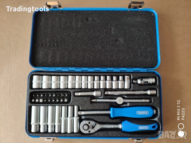 DRAPER гедоре /гидория 1/4 45части вложки камъни комплект метална кутия