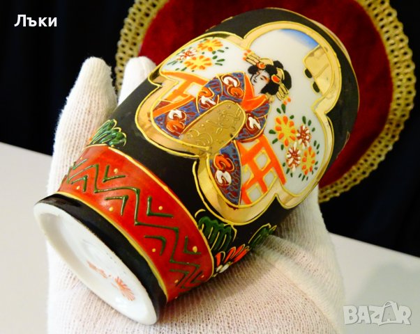 Японска ваза костен порцелан,злато,Satsuma. , снимка 5 - Вази - 37156453