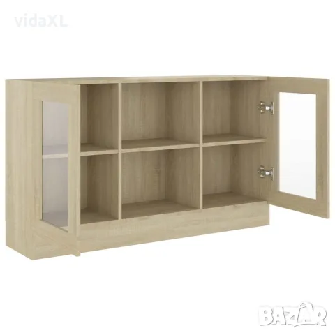 vidaXL Шкаф витрина, дъб сонома, 120x30,5x70 см, инженерно дърво, снимка 4 - Бюфети - 56147826