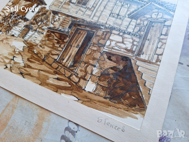 ✅КАРТИНА - СОЗОПОЛ 93 Г. - Б.ГЕНЧЕВ - 25/28,5 СМ.❗, снимка 4 - Картини - 54137794