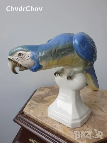 Royal Dux Bohemia статуетки 33-37-40см/Роял Дюкс Бохемия стара порцеланова фигура/папагал-фазан-слон, снимка 2 - Статуетки - 49620810