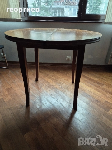 кръгла разтегателна маса масив 90 см, снимка 4 - Маси - 51896974