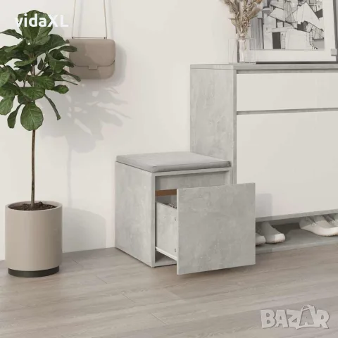 vidaXL Кутия с чекмедже, бетонно сива, 40,5x40x40 см, инженерно дърво, снимка 3 - Скринове - 56147824