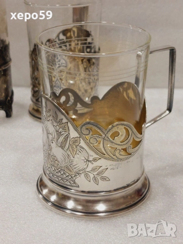 СССР-лот от много редки сребърни руски и един турски подстакани/ сребро 875, снимка 9 - Антикварни и старинни предмети - 52825209